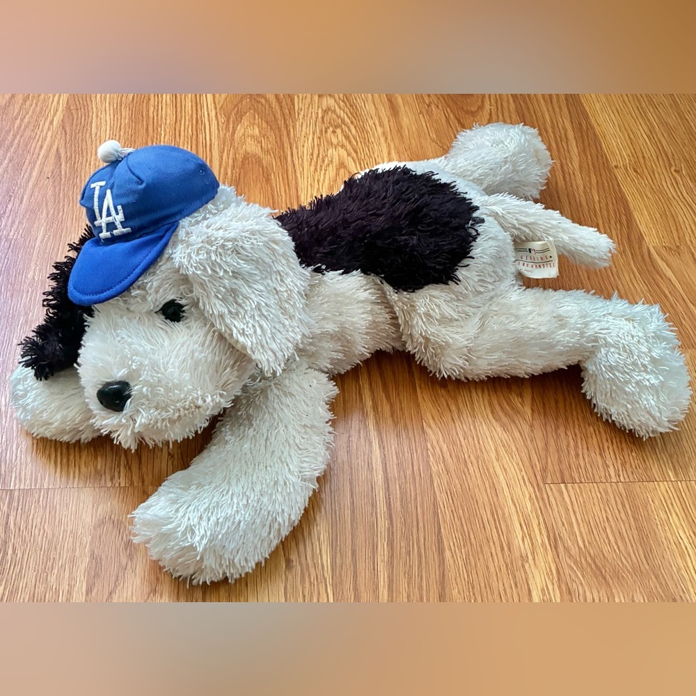 Fiesta Los Angeles Dodgers Plush Realistic Terrier Dog Toy with Blue Hat